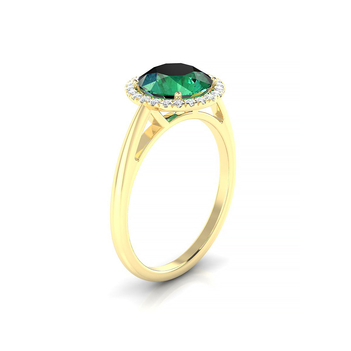 Solar | 18k Yellow Gold 8 mm Round Emerald Ring