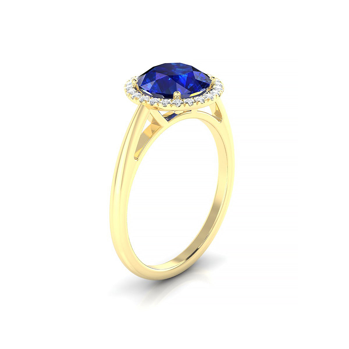 Solar | 18k Yellow Gold 8 mm Round Sapphire Ring