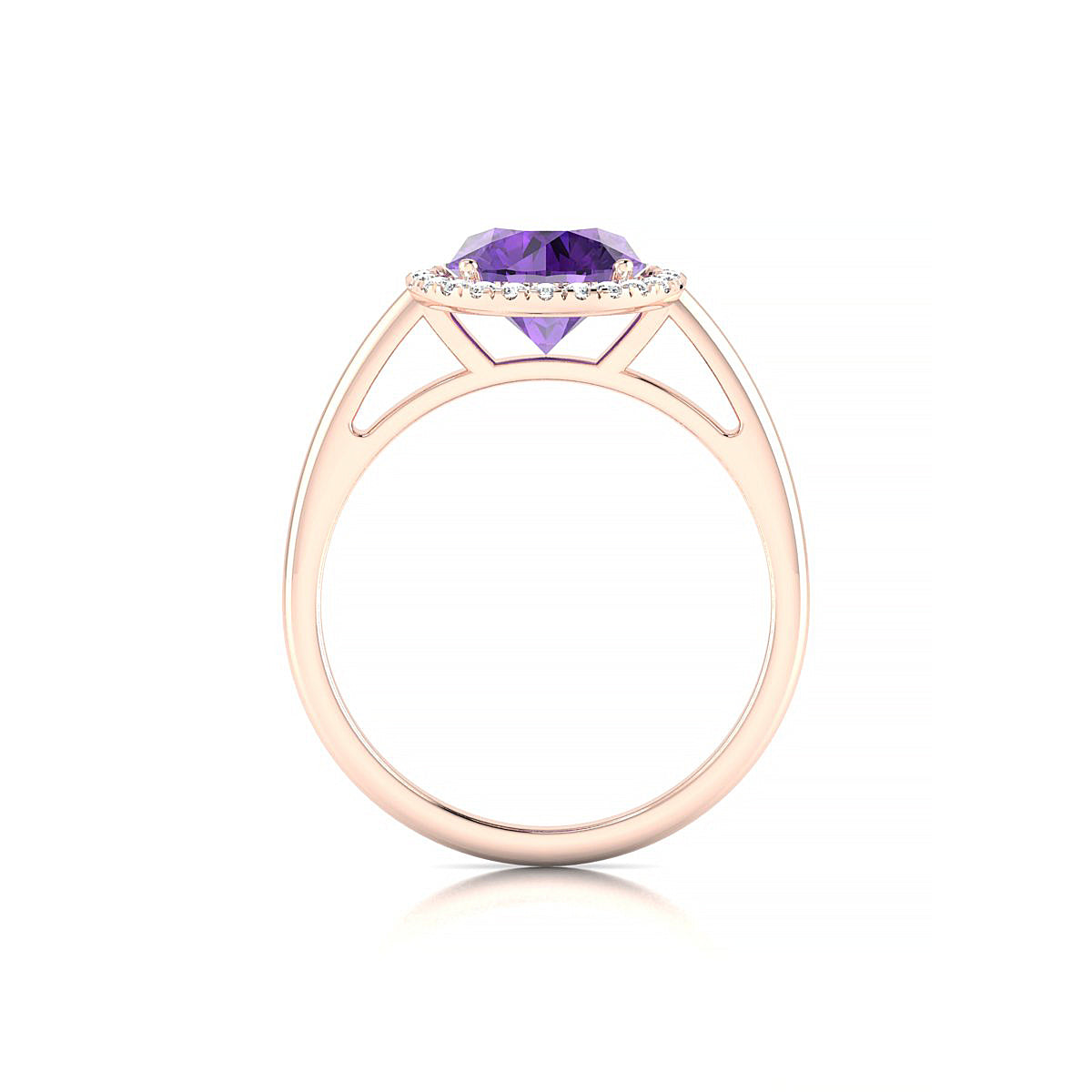 Solar | 18k Rose Gold 8 mm Round Amethyst Ring