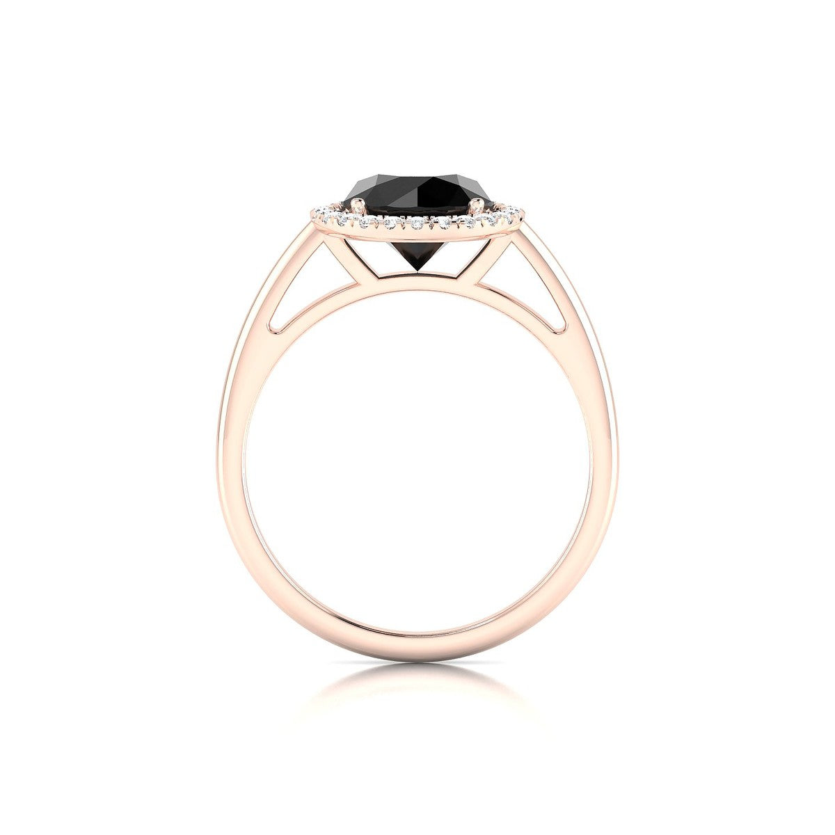 Solar | 18k Rose Gold 8 mm Round Black Diamond Ring