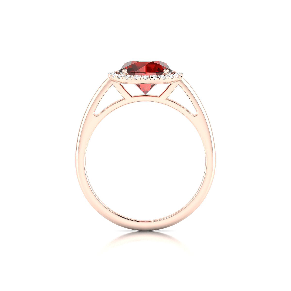 Solar | 18k Rose Gold 8 mm Round Garnet Ring