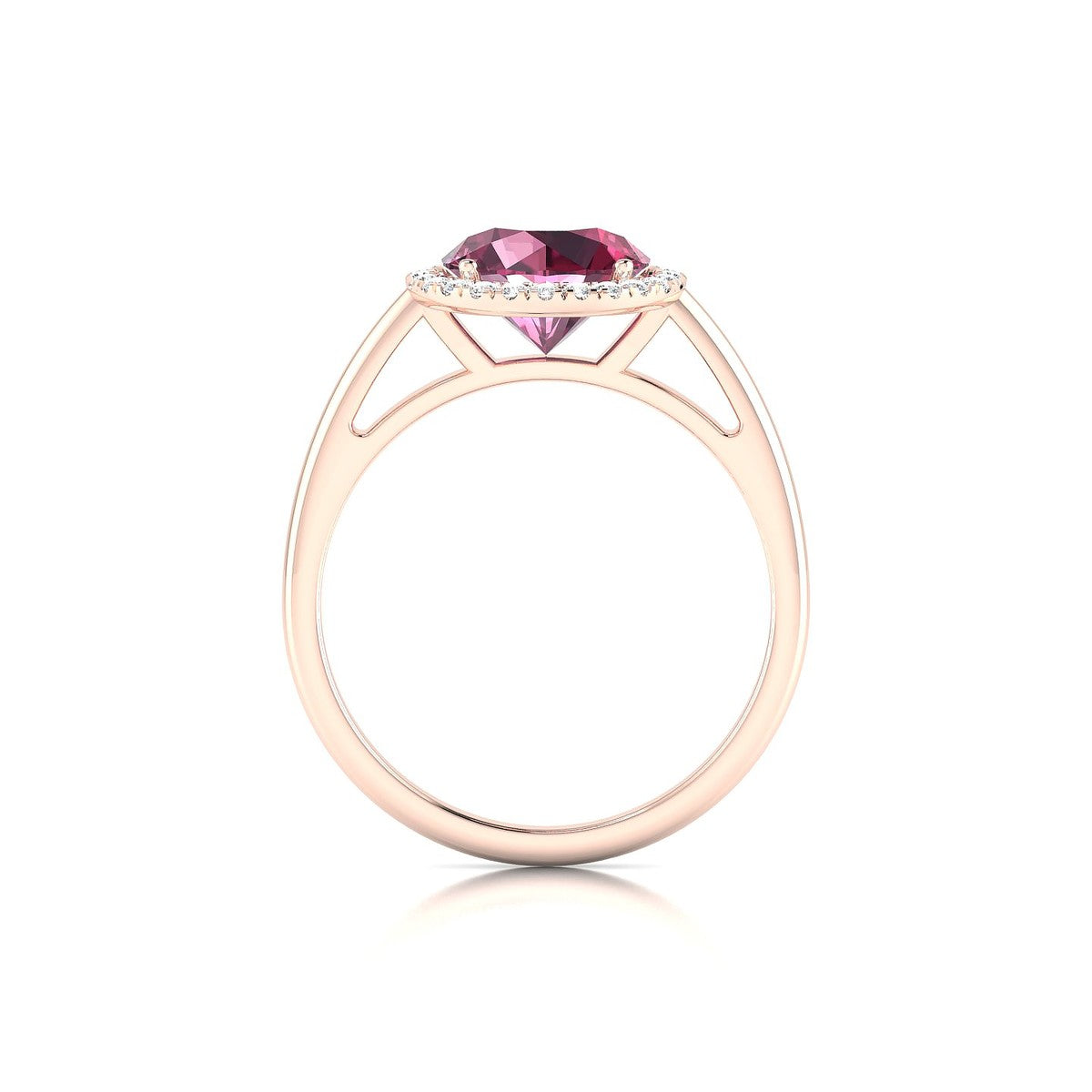 Solar | 18k Rose Gold 8 mm Round Rhodolite Ring