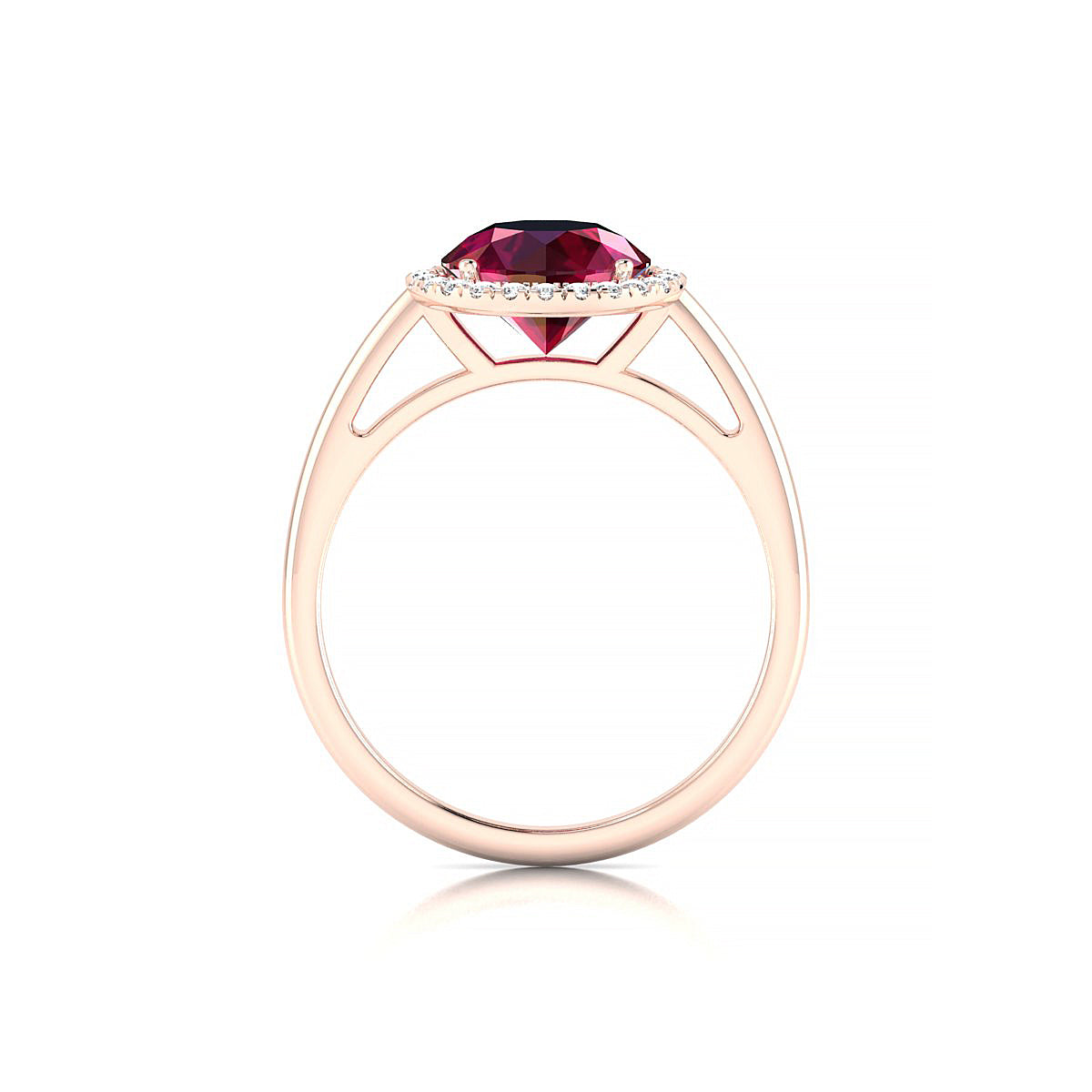 Solar | 18k Rose Gold 8 mm Round Ruby Ring