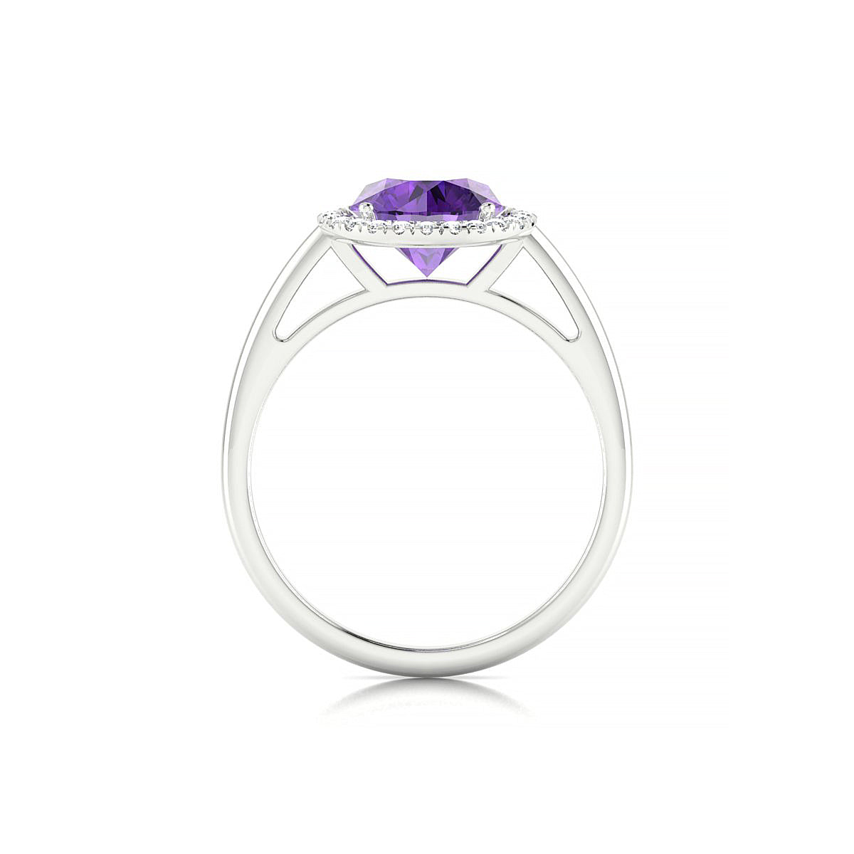 Solar | 18k White Gold 8 mm Round Amethyst Ring