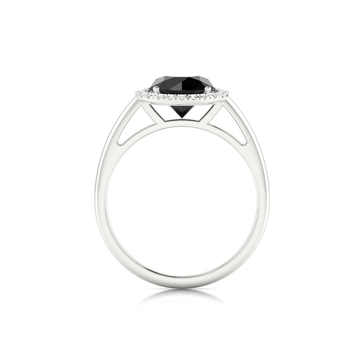 Solar | 18k White Gold 8 mm Round Black Diamond Ring