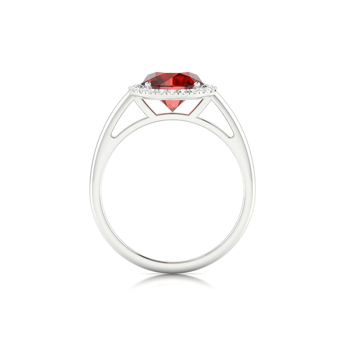 Solar | 18k White Gold 8 mm Round Garnet Ring