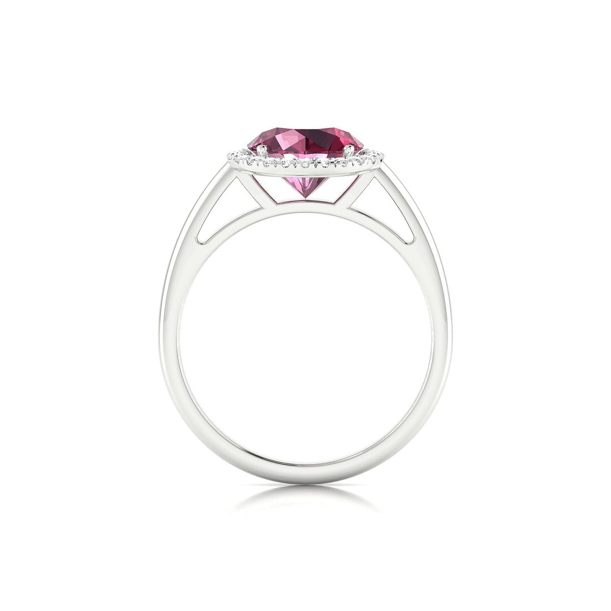 Solar | 18k White Gold 8 mm Round Rhodolite Ring