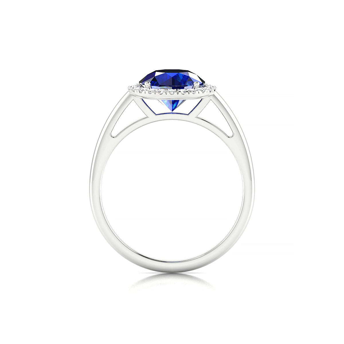 Solar | 18k White Gold 8 mm Round Sapphire Ring