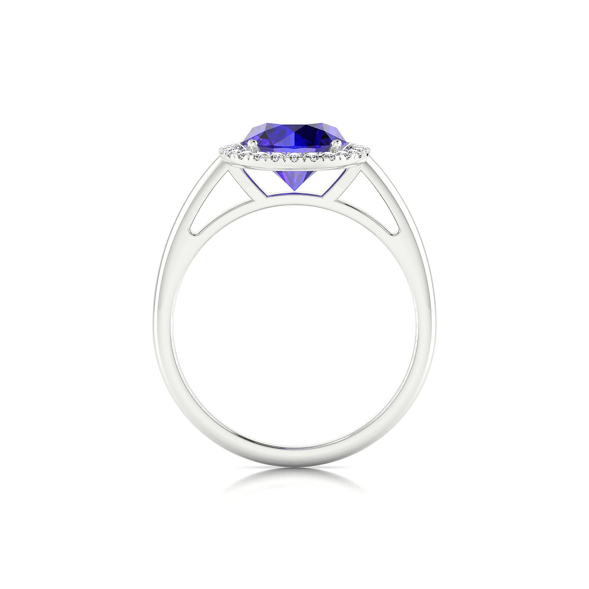 Solar | 18k White Gold 8 mm Round Tanzanite Ring