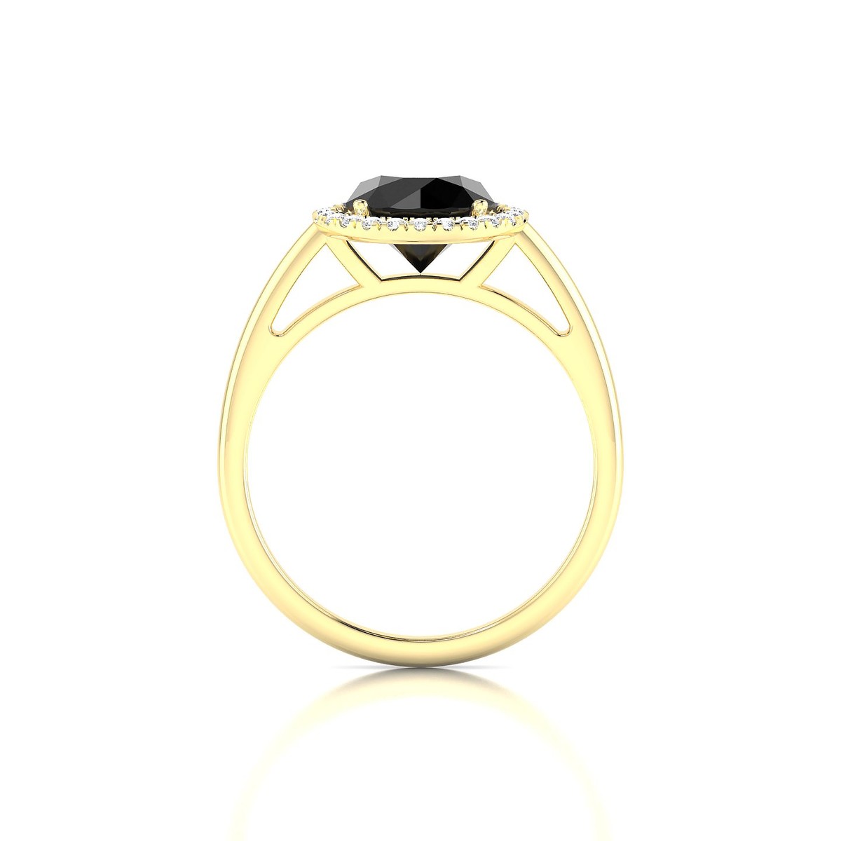 Solar | 18k Yellow Gold 8 mm Round Black Diamond Ring