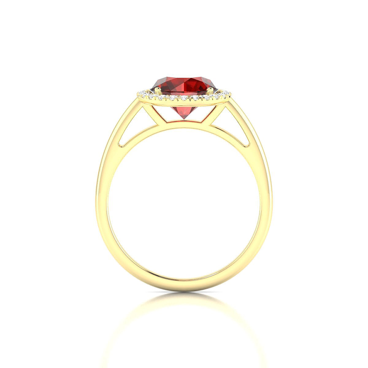 Solar | 18k Yellow Gold 8 mm Round Garnet Ring