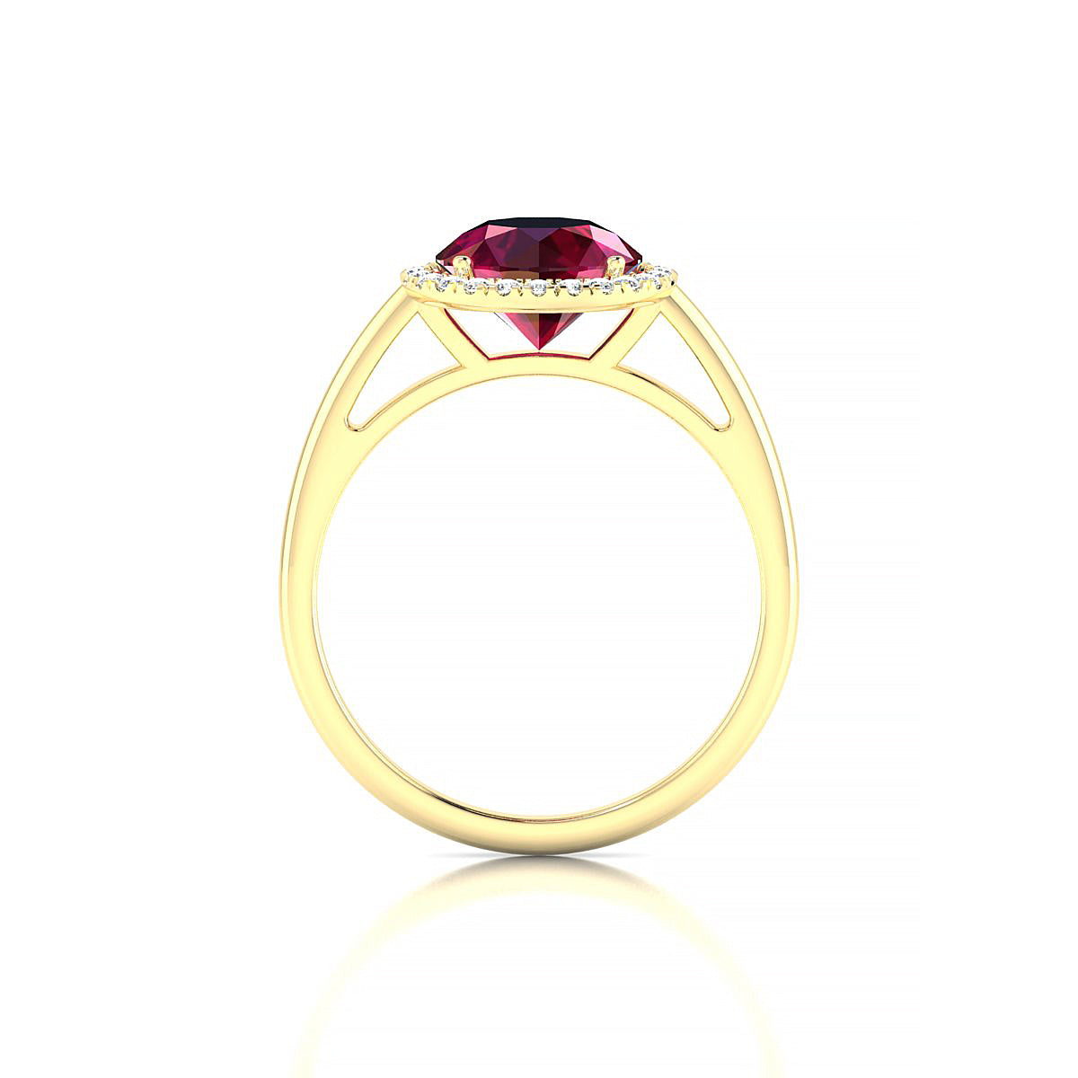 Solar | 18k Yellow Gold 8 mm Round Ruby Ring