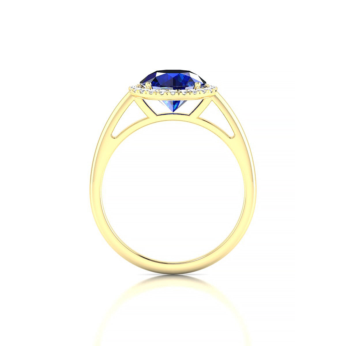Solar | 18k Yellow Gold 8 mm Round Sapphire Ring