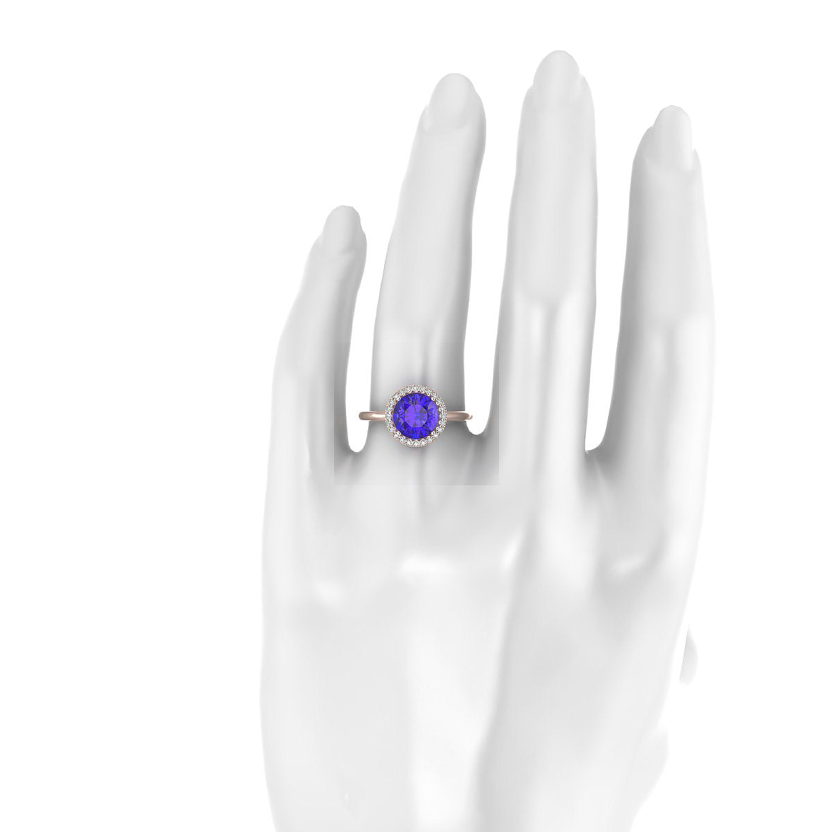 Solar | 18k Rose Gold 8 mm Round Tanzanite Ring