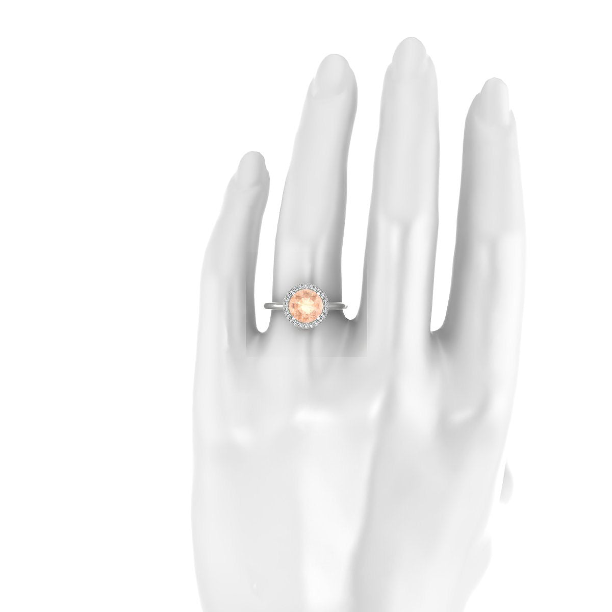 Solar | 18k White Gold 8 mm Round Morganite Ring