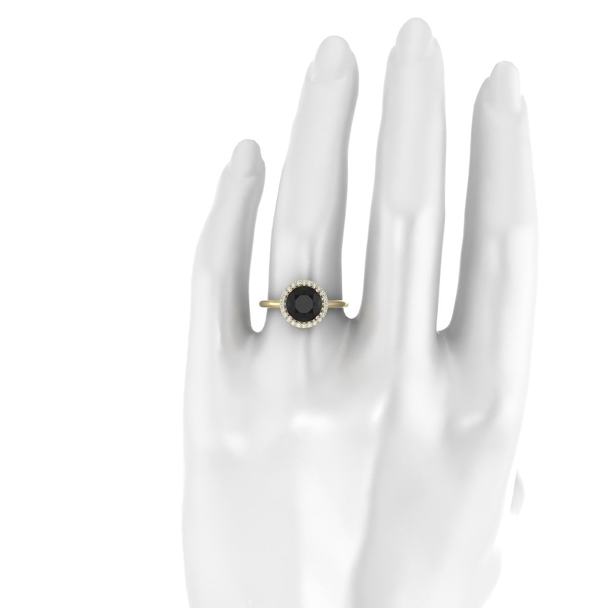 Solar | 18k Yellow Gold 8 mm Round Black Diamond Ring