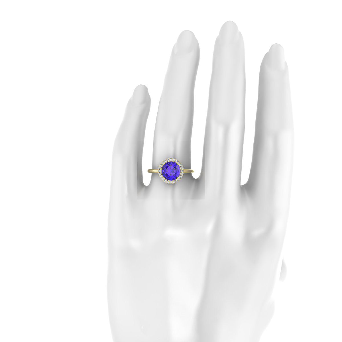 Solar | 18k Yellow Gold 8 mm Round Tanzanite Ring