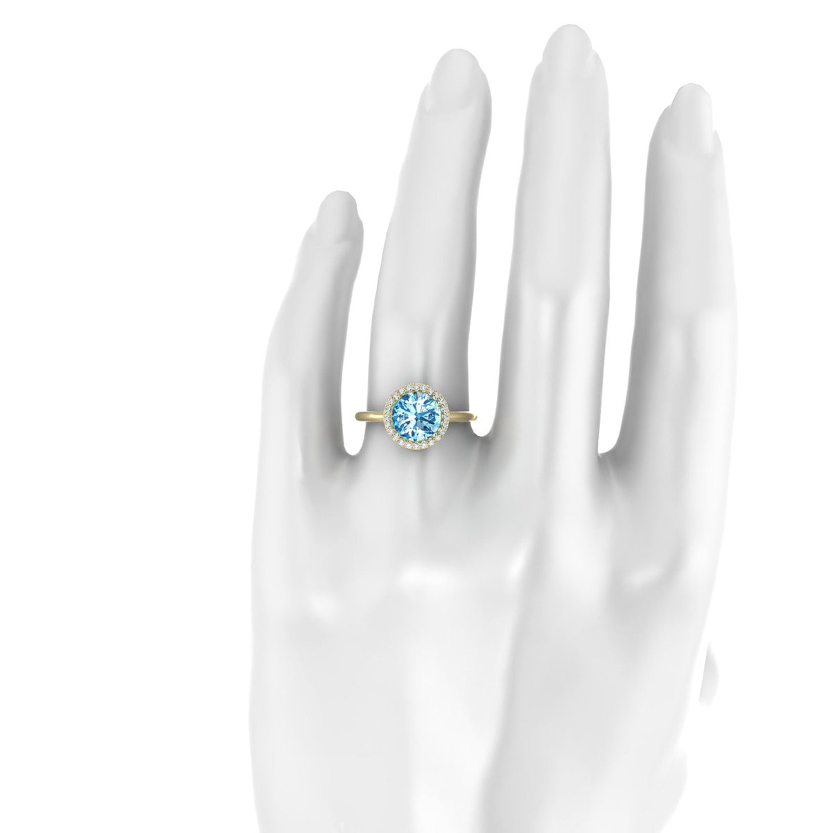 Solar | 18k Yellow Gold 8 mm Round Topaz Ring