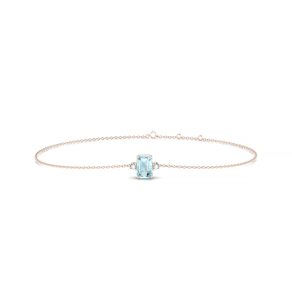Sparkle | 18k Rose Gold 6 x 4 mm Emerald Aquamarine Bracelet