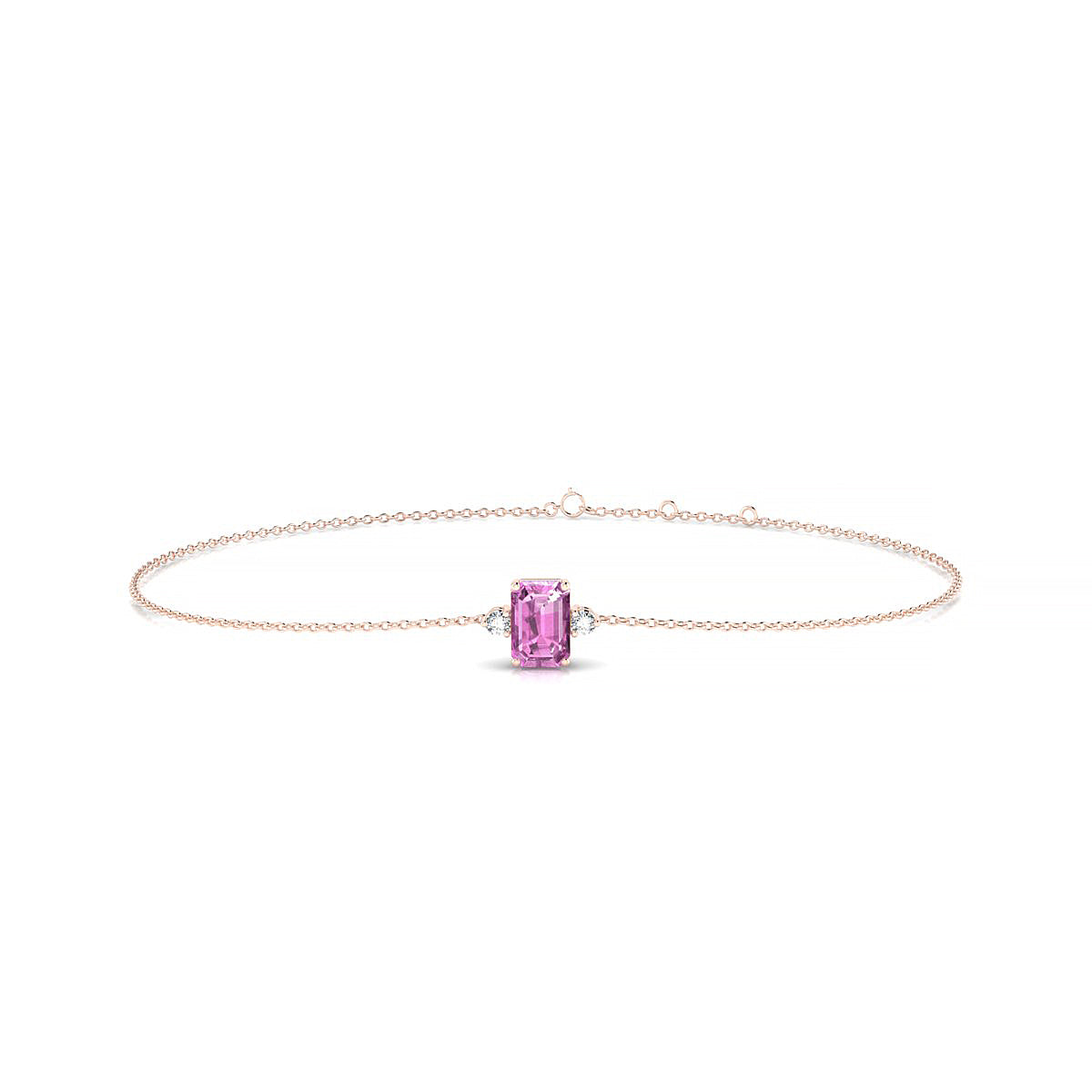 Sparkle | 18k Rose Gold 6 x 4 mm Emerald Pink Sapphire Bracelet