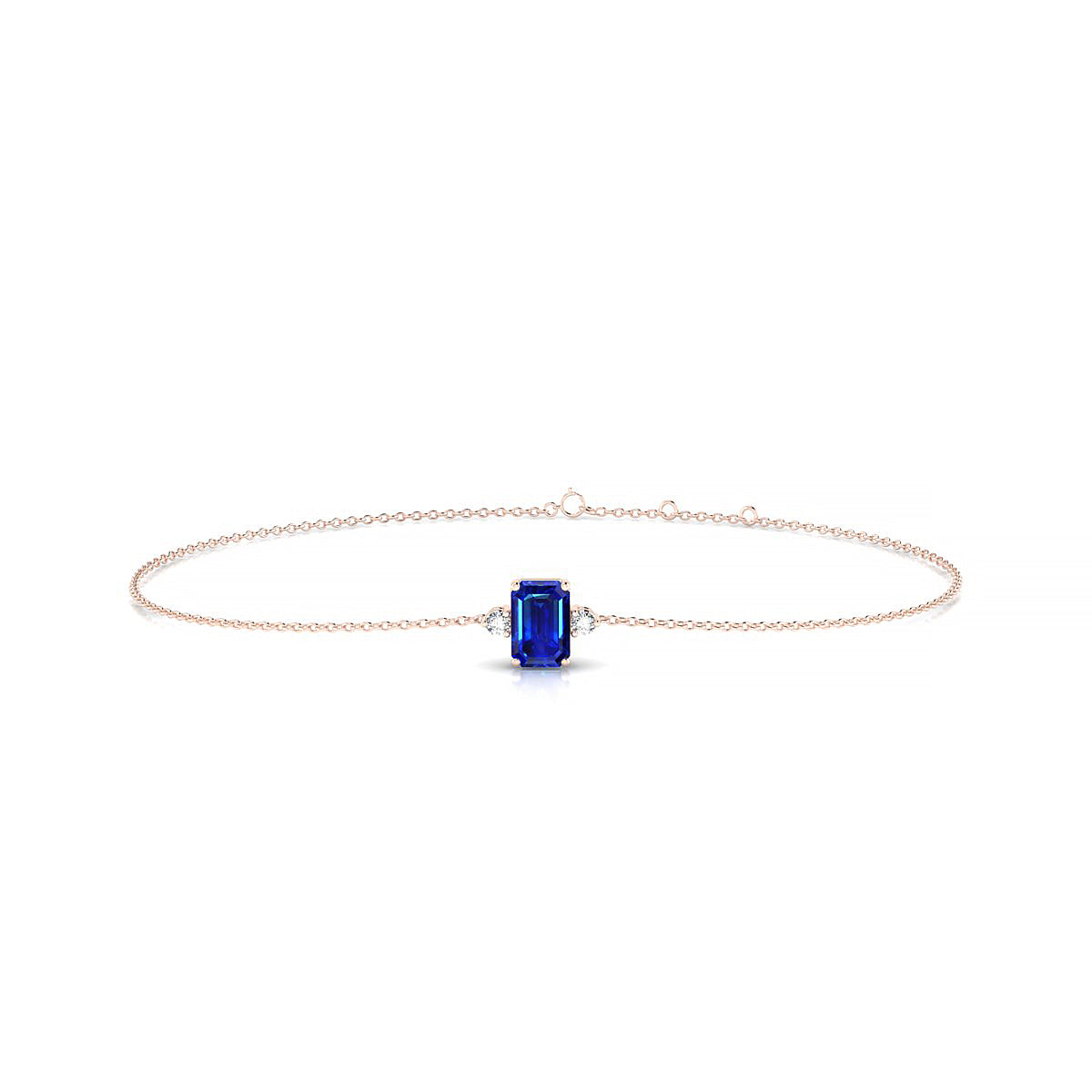 Sparkle | 18k Rose Gold 6 x 4 mm Emerald Sapphire Bracelet
