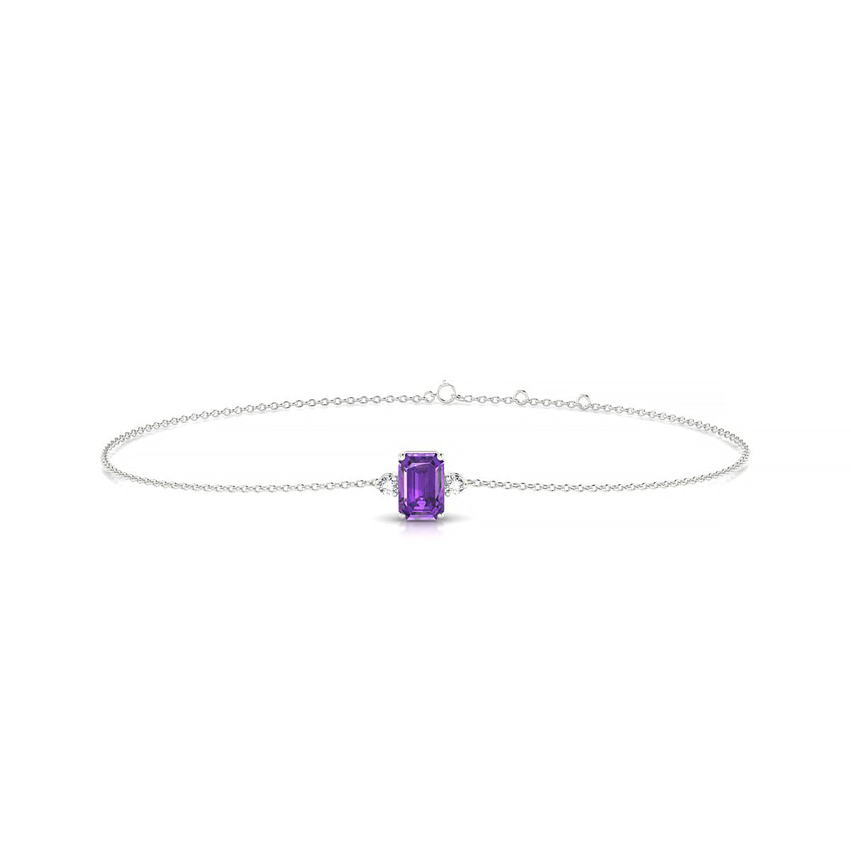 Sparkle | 18k White Gold 6 x 4 mm Emerald Amethyst Bracelet