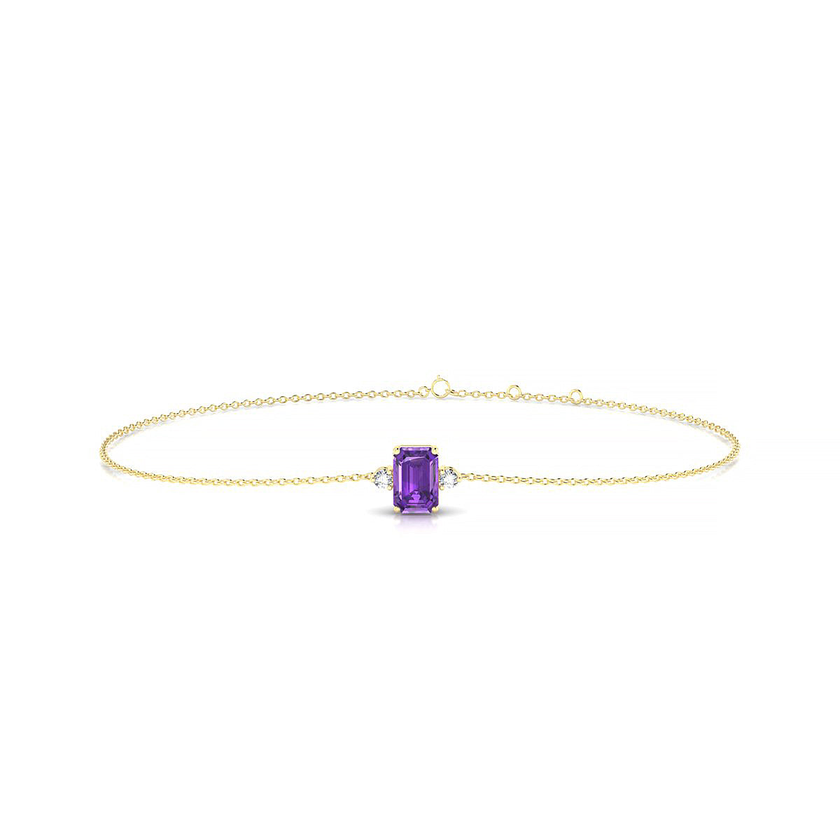 Sparkle | 18k Yellow Gold 6 x 4 mm Emerald Amethyst Bracelet