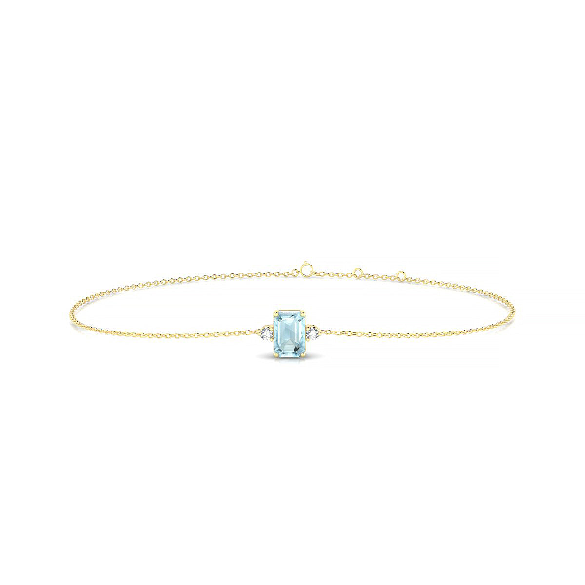 Sparkle | 18k Yellow Gold 6 x 4 mm Emerald Aquamarine Bracelet