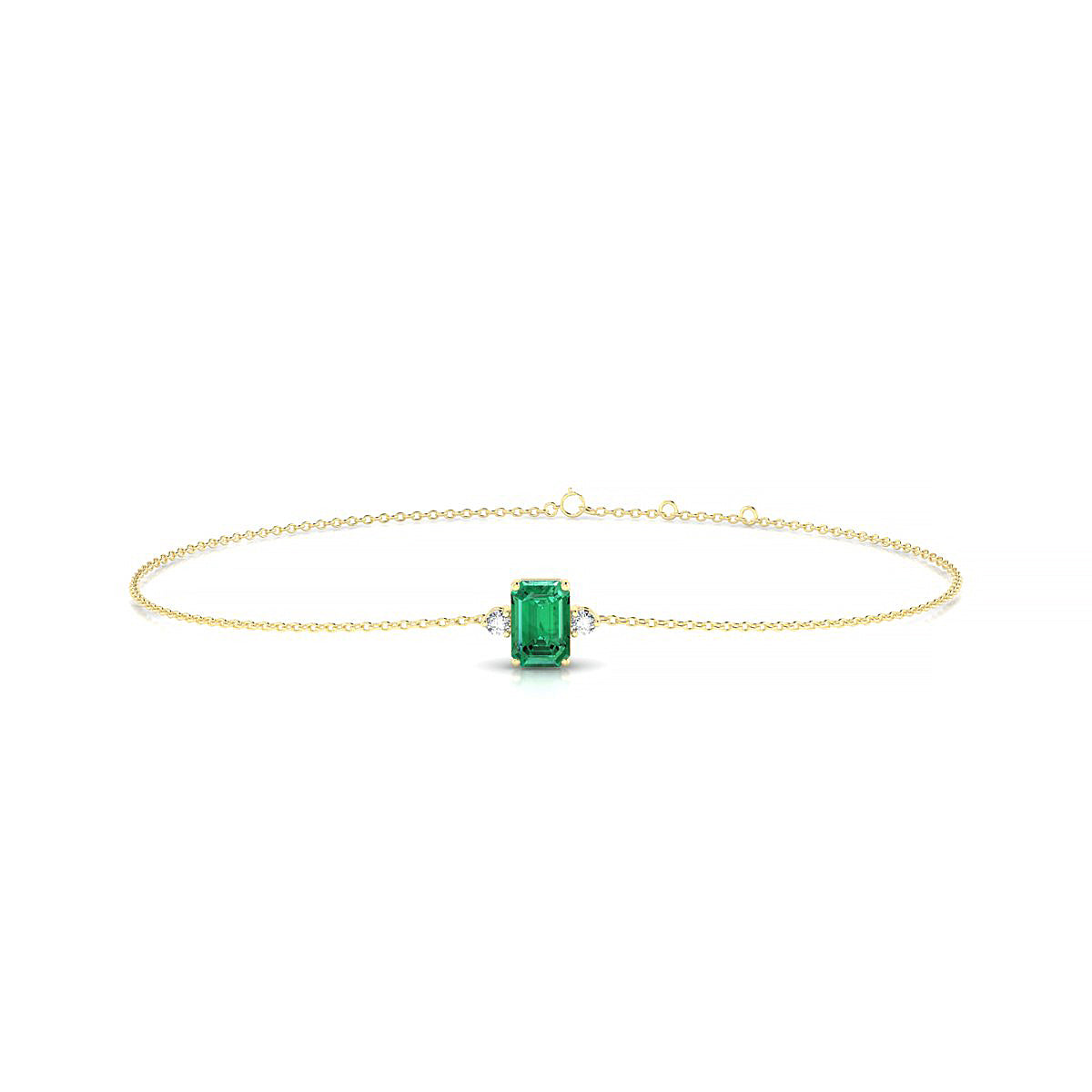 Sparkle | 18k Yellow Gold 6 x 4 mm Emerald Emerald Bracelet