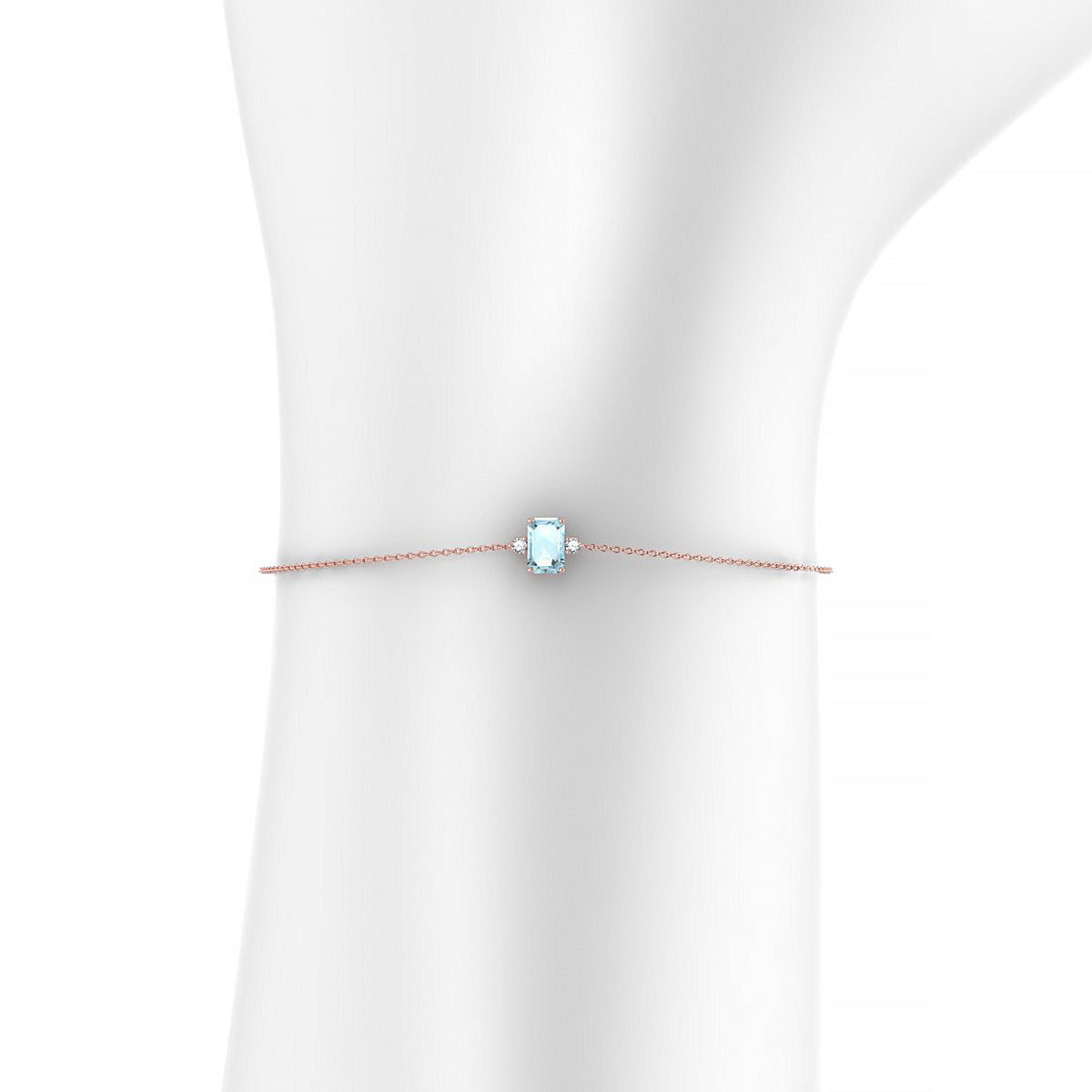 Sparkle | 18k Rose Gold 6 x 4 mm Emerald Aquamarine Bracelet