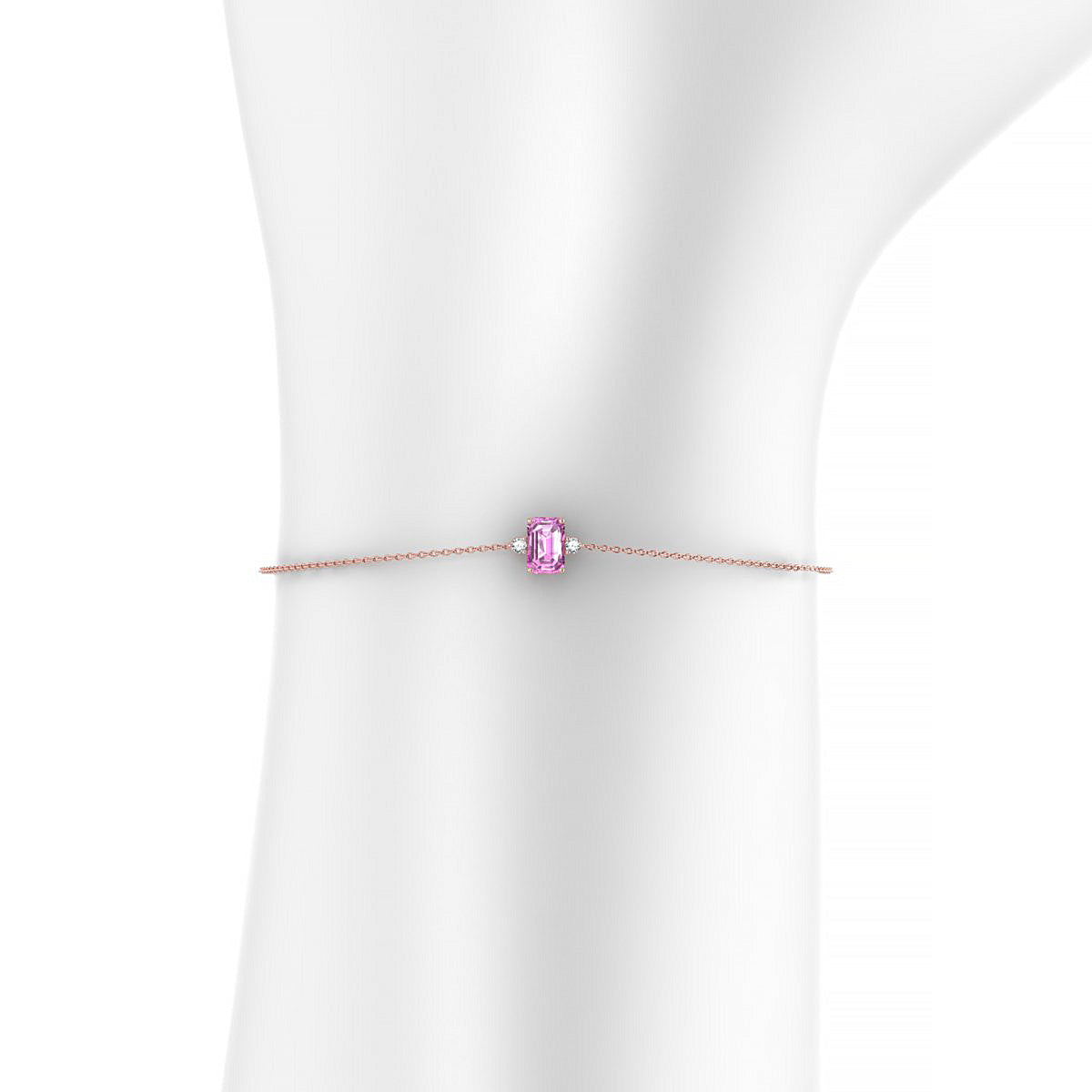 Sparkle | 18k Rose Gold 6 x 4 mm Emerald Pink Sapphire Bracelet