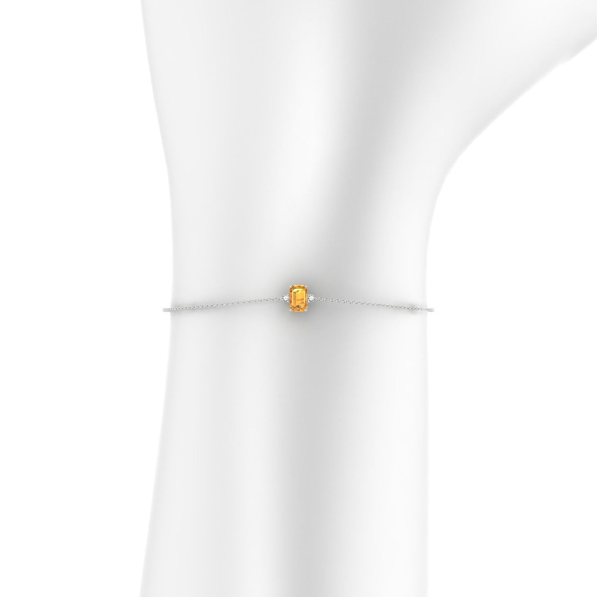 Sparkle | 18k White Gold 6 x 4 mm Emerald Citrine Bracelet