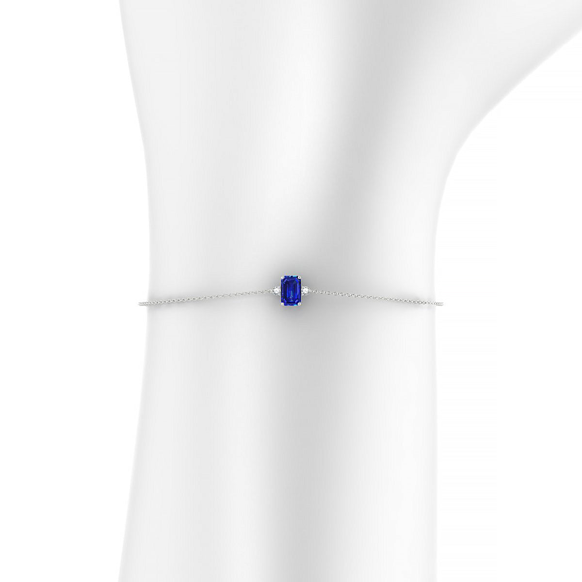 Sparkle | 18k White Gold 6 x 4 mm Emerald Sapphire Bracelet
