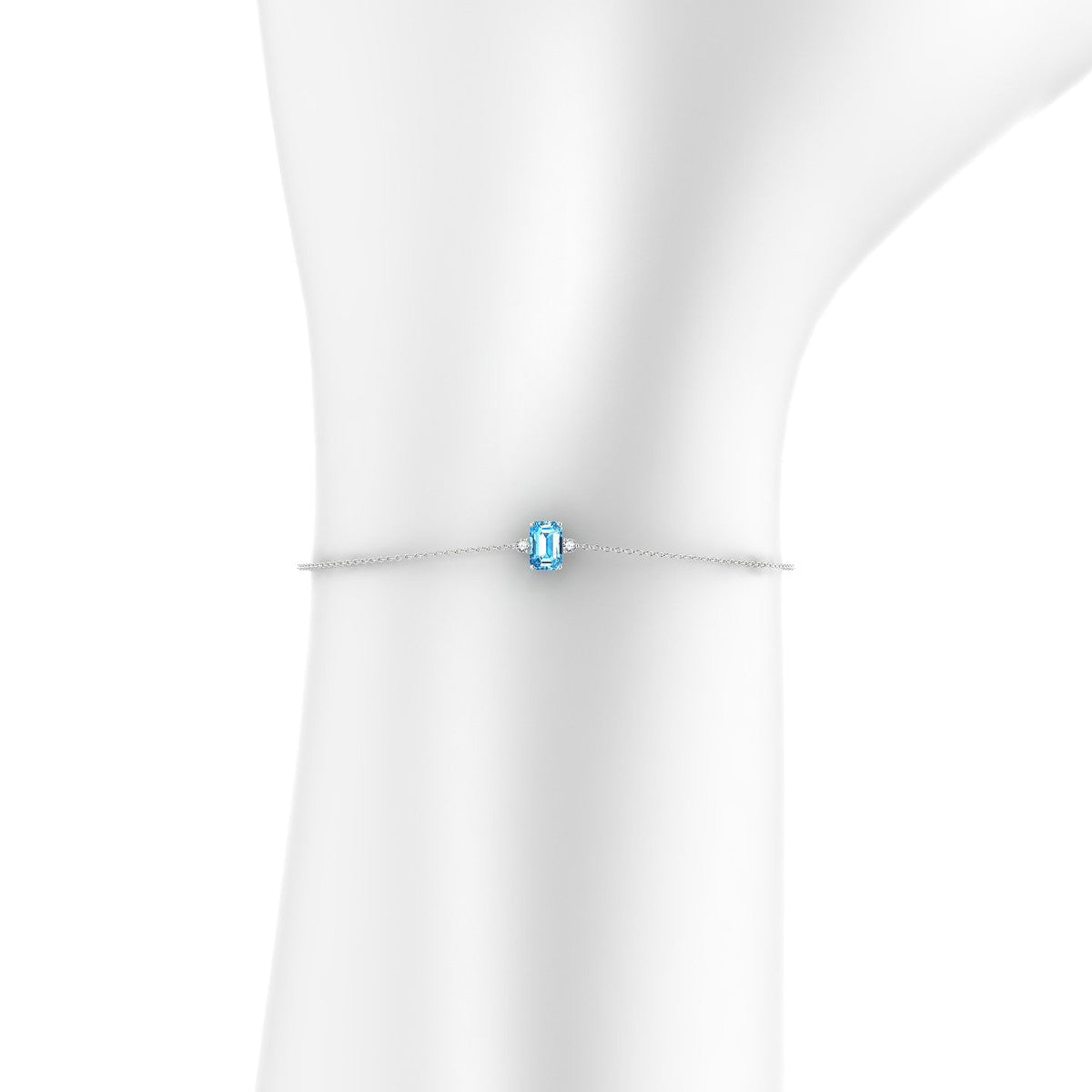 Sparkle | 18k White Gold 6 x 4 mm Emerald Topaz Bracelet