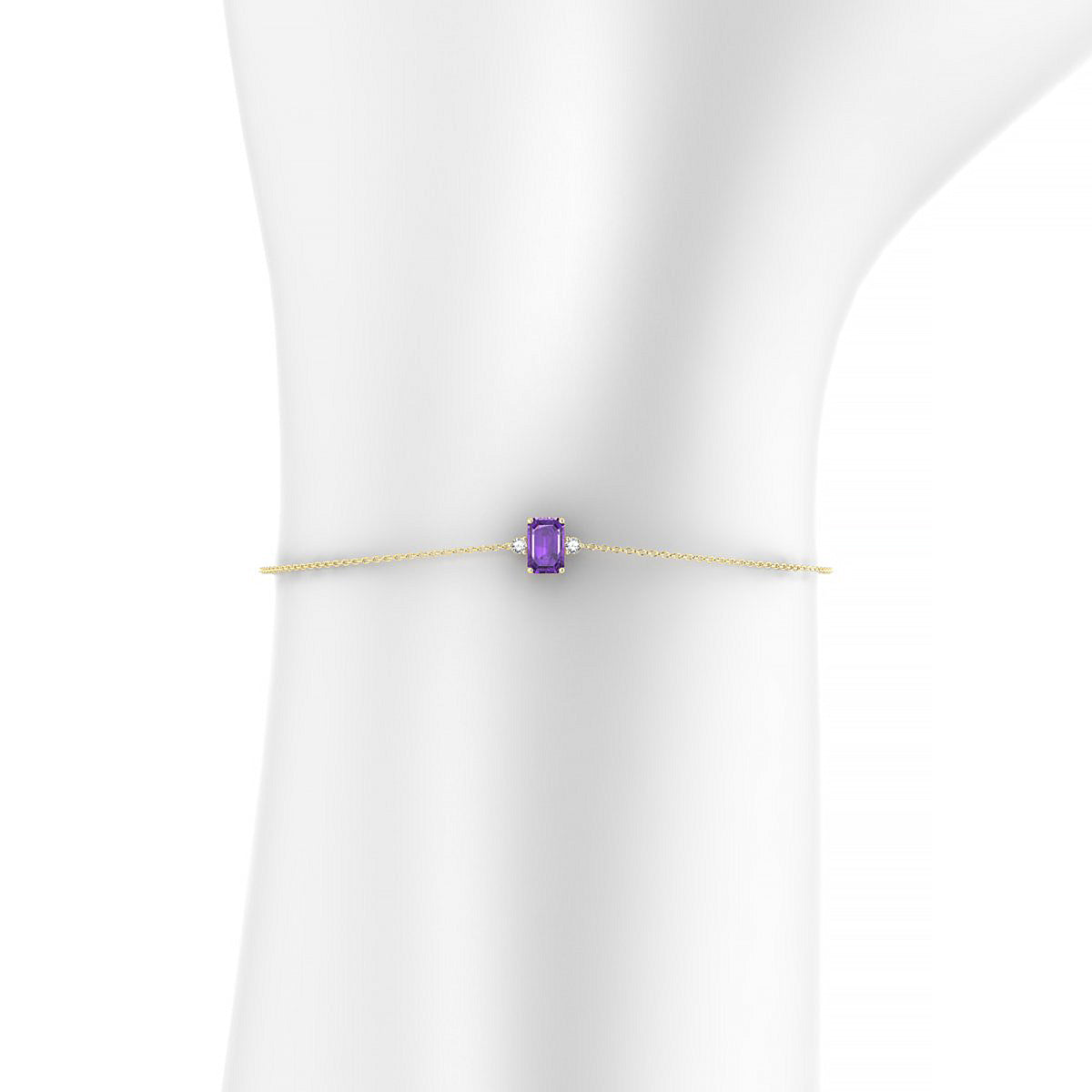 Sparkle | 18k Yellow Gold 6 x 4 mm Emerald Amethyst Bracelet