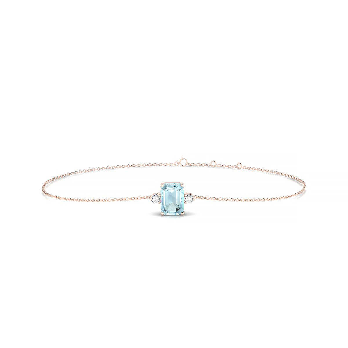 Sparkle | 18k Rose Gold 7 x 5 mm Emerald Aquamarine Bracelet