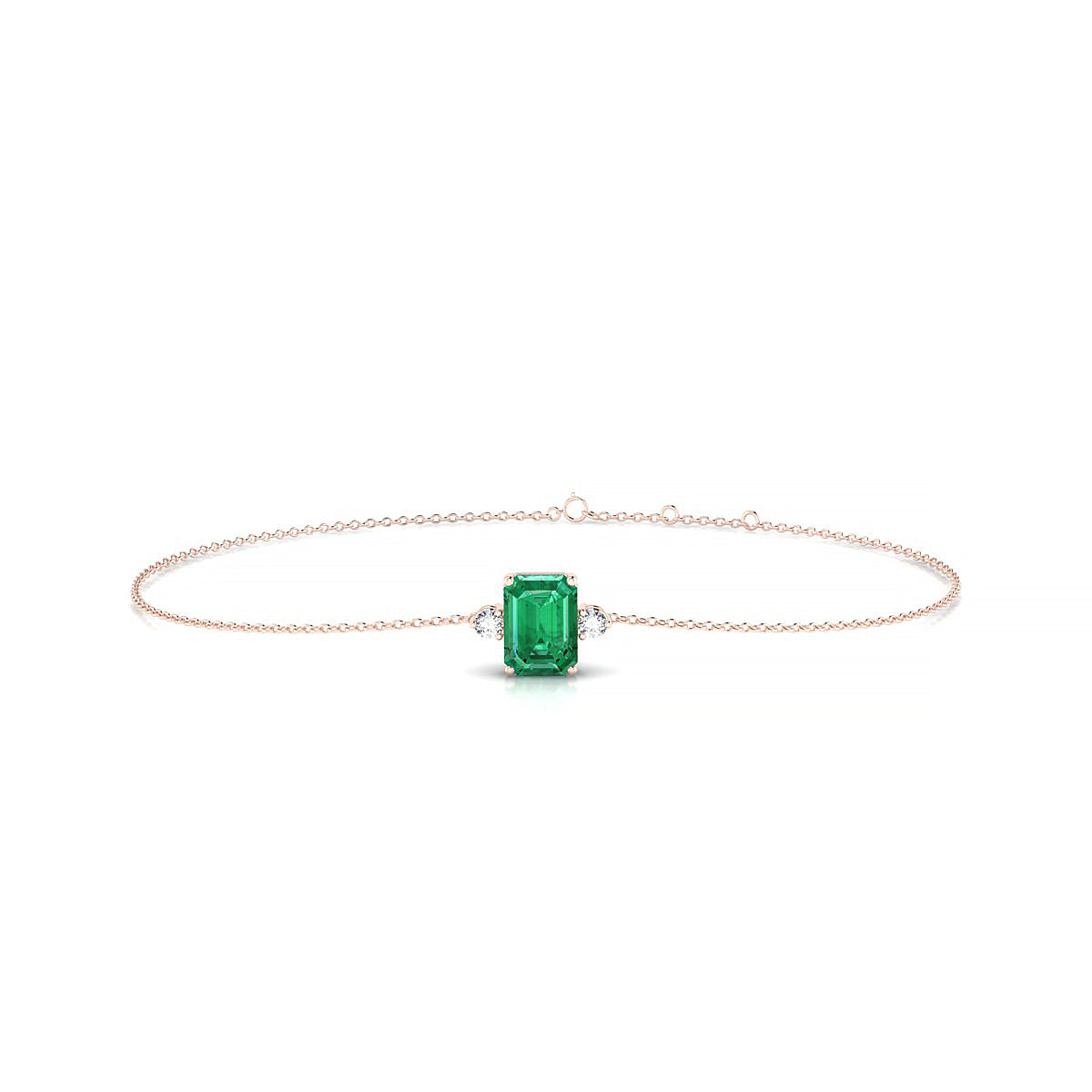 Sparkle | 18k Rose Gold 7 x 5 mm Emerald Emerald Bracelet