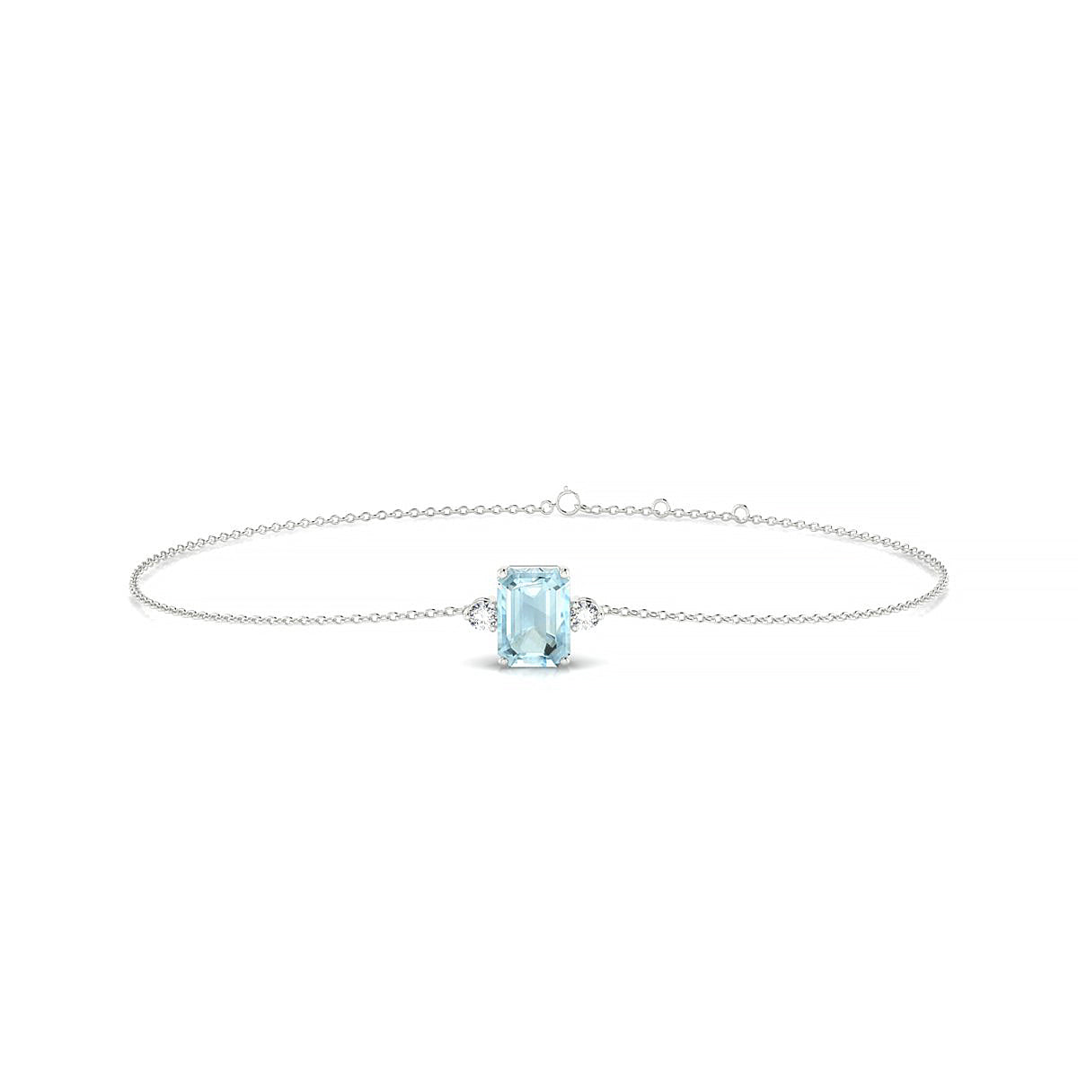 Sparkle | 18k White Gold 7 x 5 mm Emerald Aquamarine Bracelet