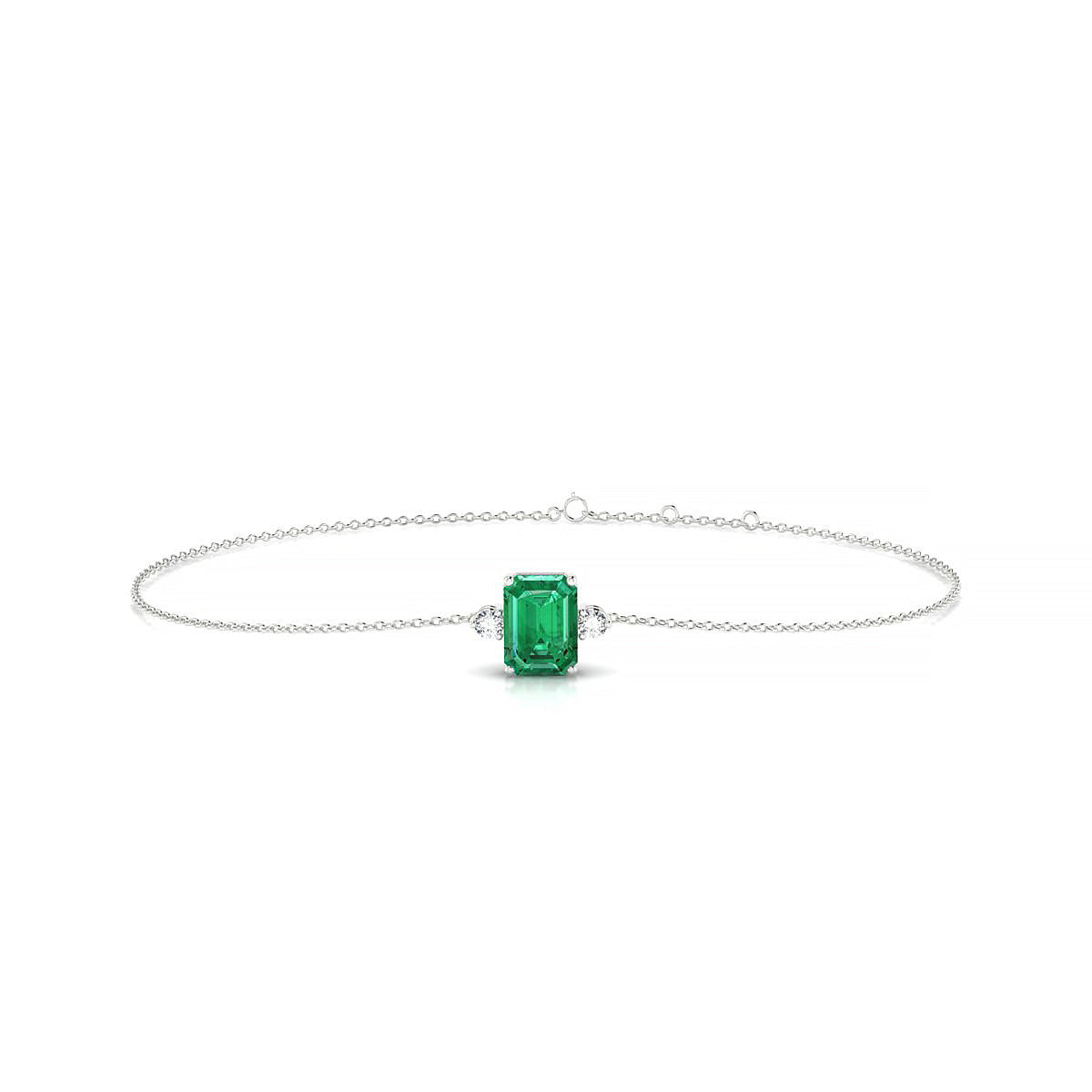 Sparkle | 18k White Gold 7 x 5 mm Emerald Emerald Bracelet