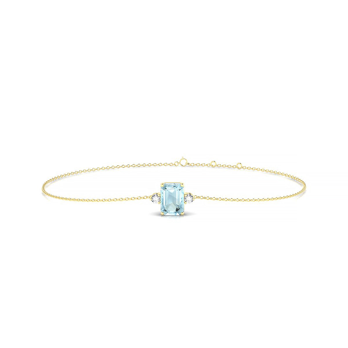 Sparkle | 18k Yellow Gold 7 x 5 mm Emerald Aquamarine Bracelet