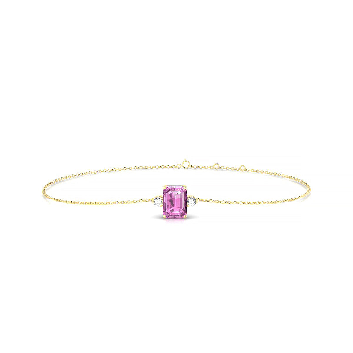 Sparkle | 18k Yellow Gold 7 x 5 mm Emerald Pink Sapphire Bracelet