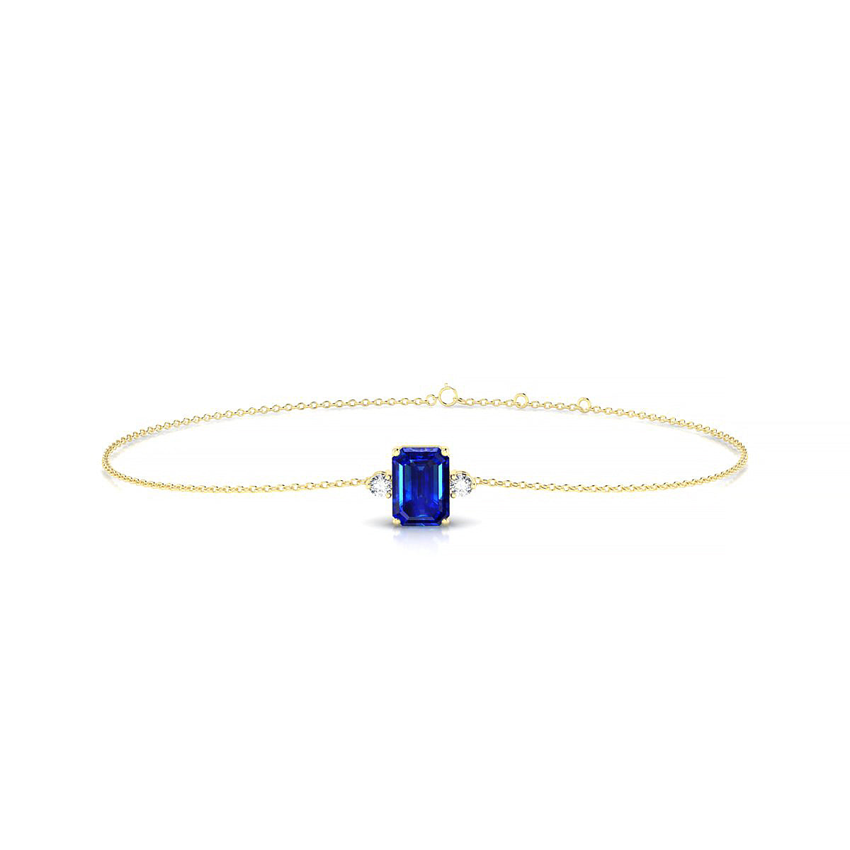 Sparkle | 18k Yellow Gold 7 x 5 mm Emerald Sapphire Bracelet