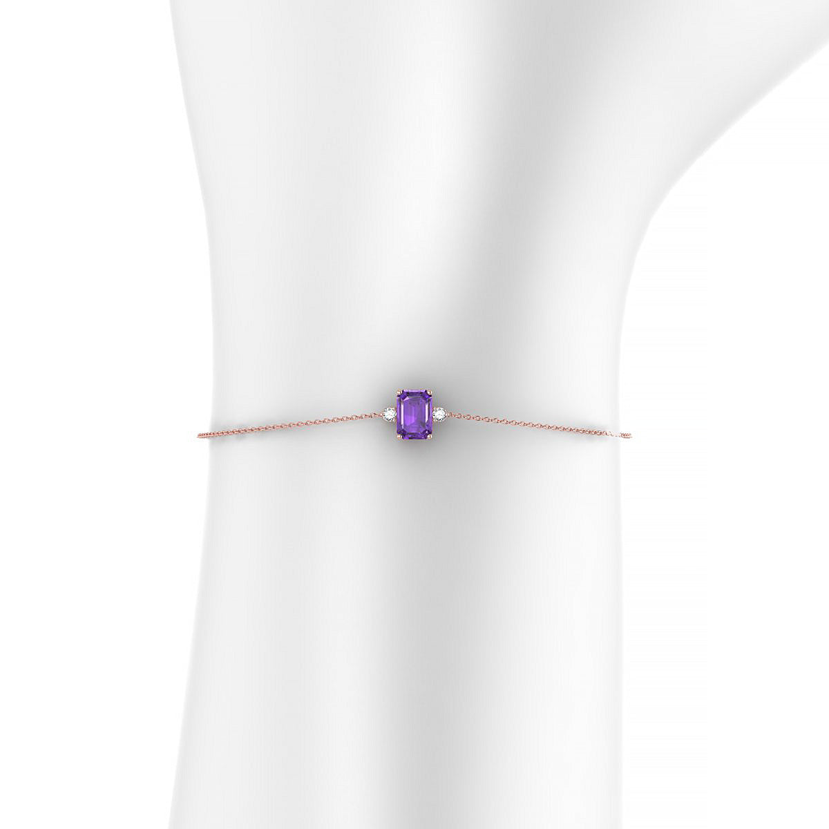 Sparkle | 18k Rose Gold 7 x 5 mm Emerald Amethyst Bracelet