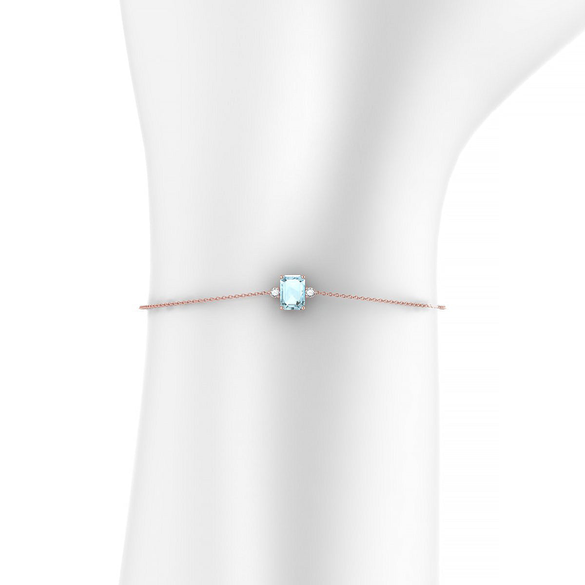Sparkle | 18k Rose Gold 7 x 5 mm Emerald Aquamarine Bracelet