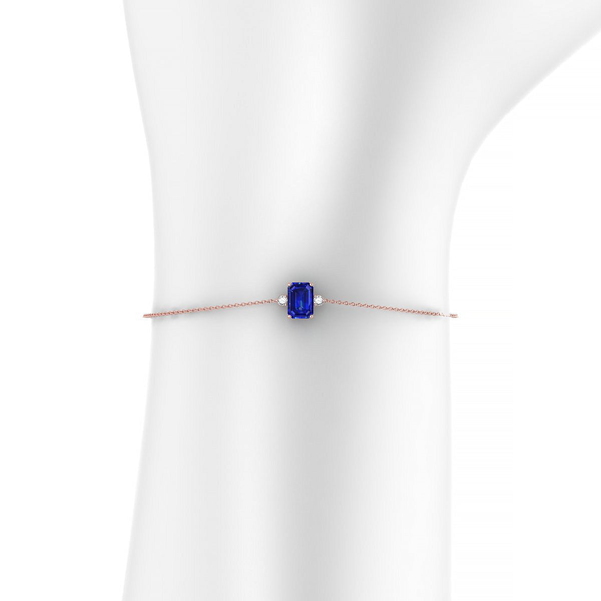 Sparkle | 18k Rose Gold 7 x 5 mm Emerald Sapphire Bracelet