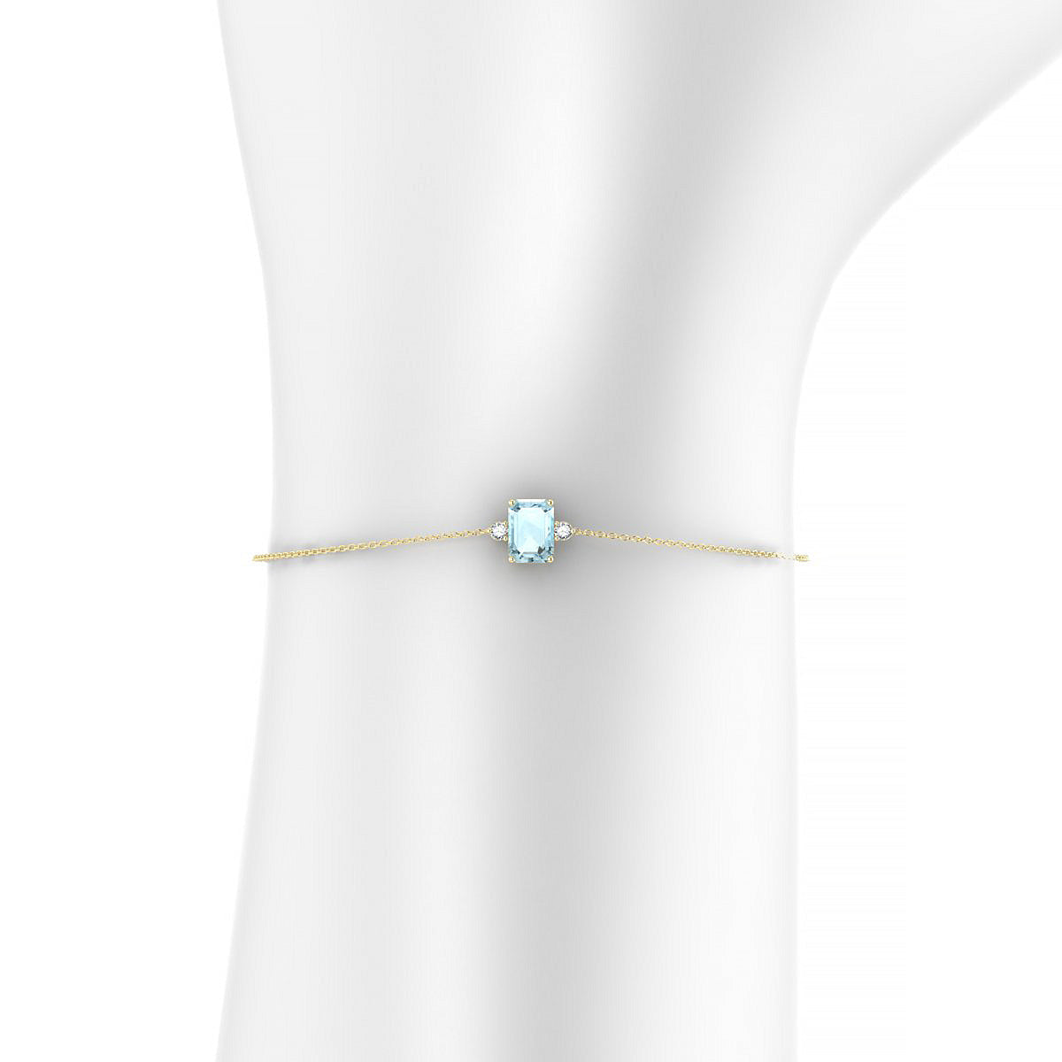 Sparkle | 18k Yellow Gold 7 x 5 mm Emerald Aquamarine Bracelet