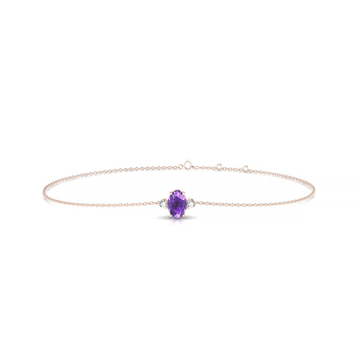 Sparkle | 18k Rose Gold 6 x 4 mm Oval Amethyst Bracelet