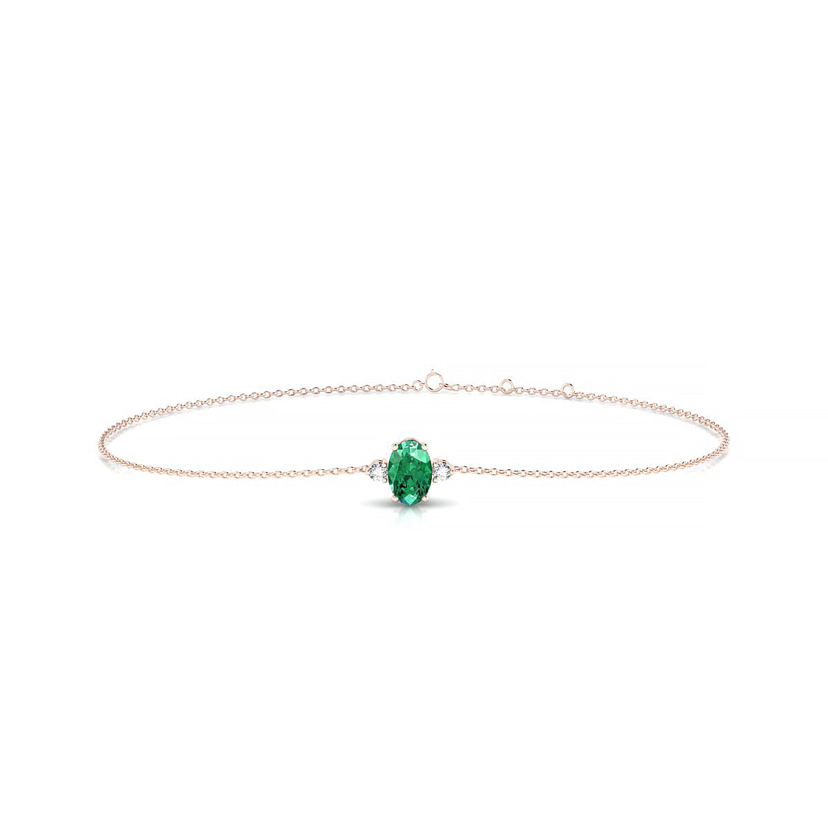 Sparkle | 18k Rose Gold 6 x 4 mm Oval Emerald Bracelet