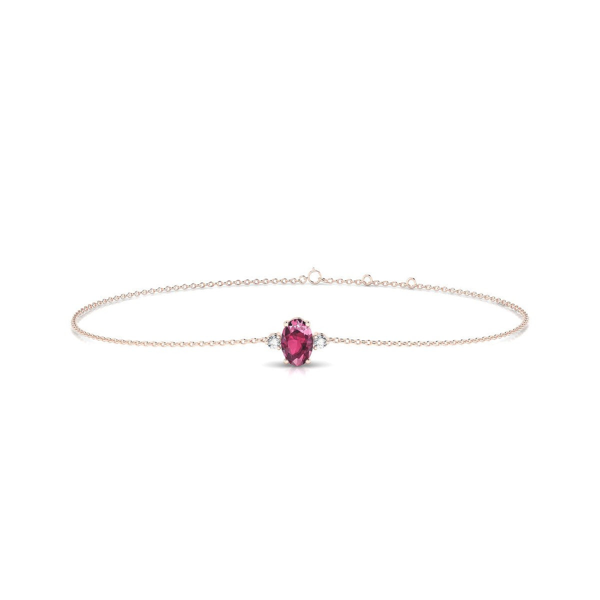 Sparkle | 18k Rose Gold 6 x 4 mm Oval Rhodolite Bracelet