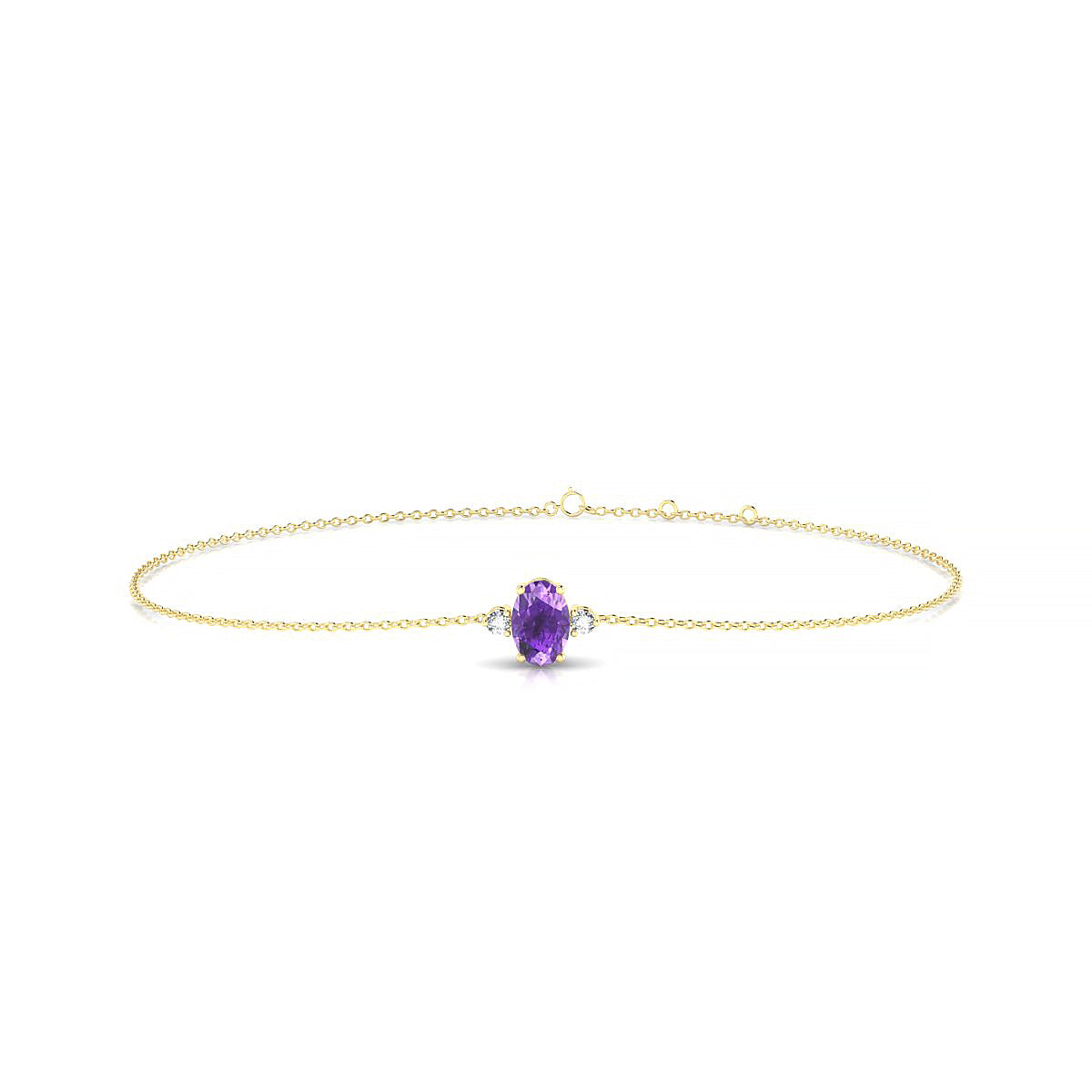 Sparkle | 18k Yellow Gold 6 x 4 mm Oval Amethyst Bracelet